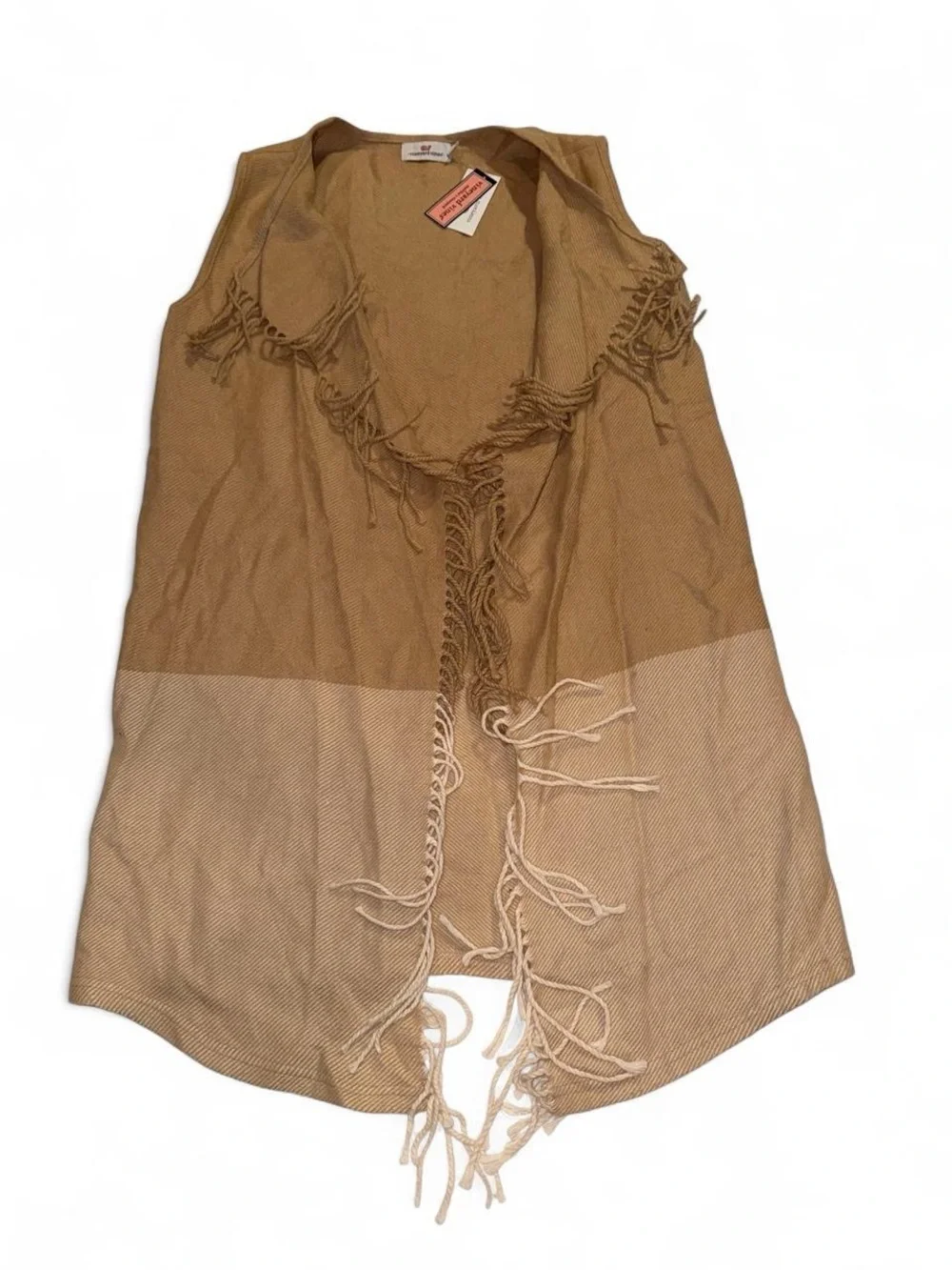 Vineyard Vines Two-Tone Fringe Tan Swim Cover-Up